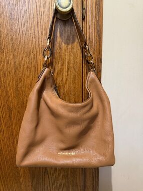 Michael Kors Cognac Pebbled Leather Hobo with Gold Hardware